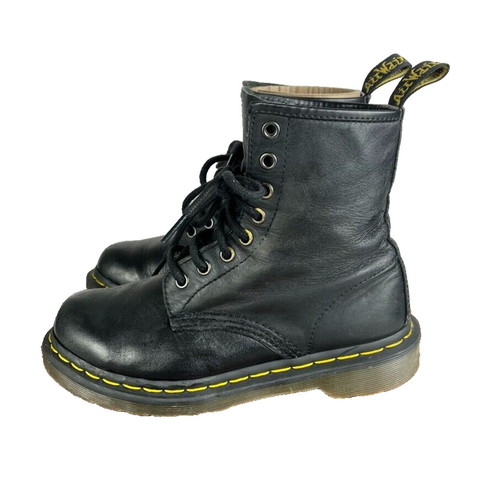 Dr Martens Boots Womens 6 Black Smooth Leather 1460 Lace Up Motorcycle Combat